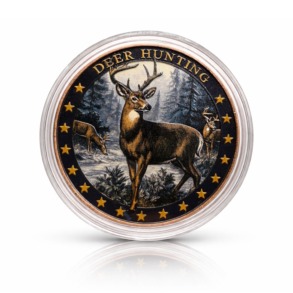 Deer Hunting 1oz .999 Fine Copper Round in Capsule